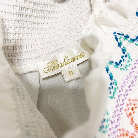 Shoshanna White Vivi Off The Shoulder Embroidered Summer Top 0 - Picture 9 of 9